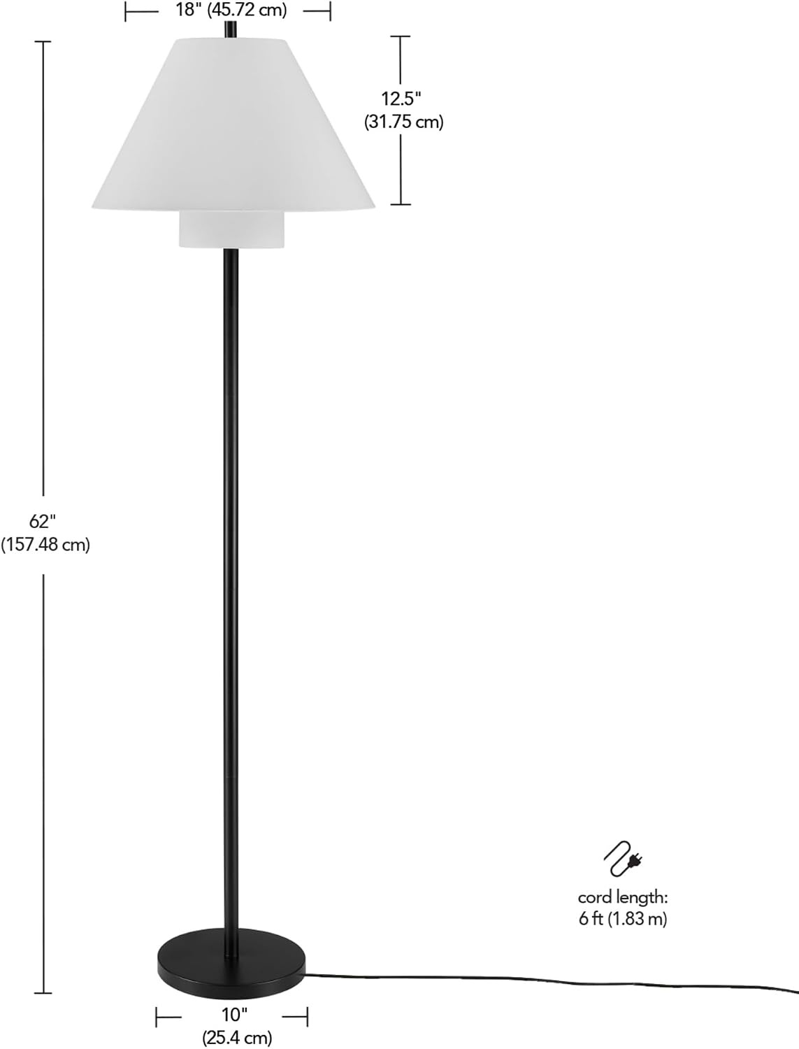 image:imageGlobe Electric Novogratz x Globe Harrington 65 Floor Lamp 2Tone Faux Wood Base White Fabric Shade Socket Rotary Switch 67225Matte Black Double Shade