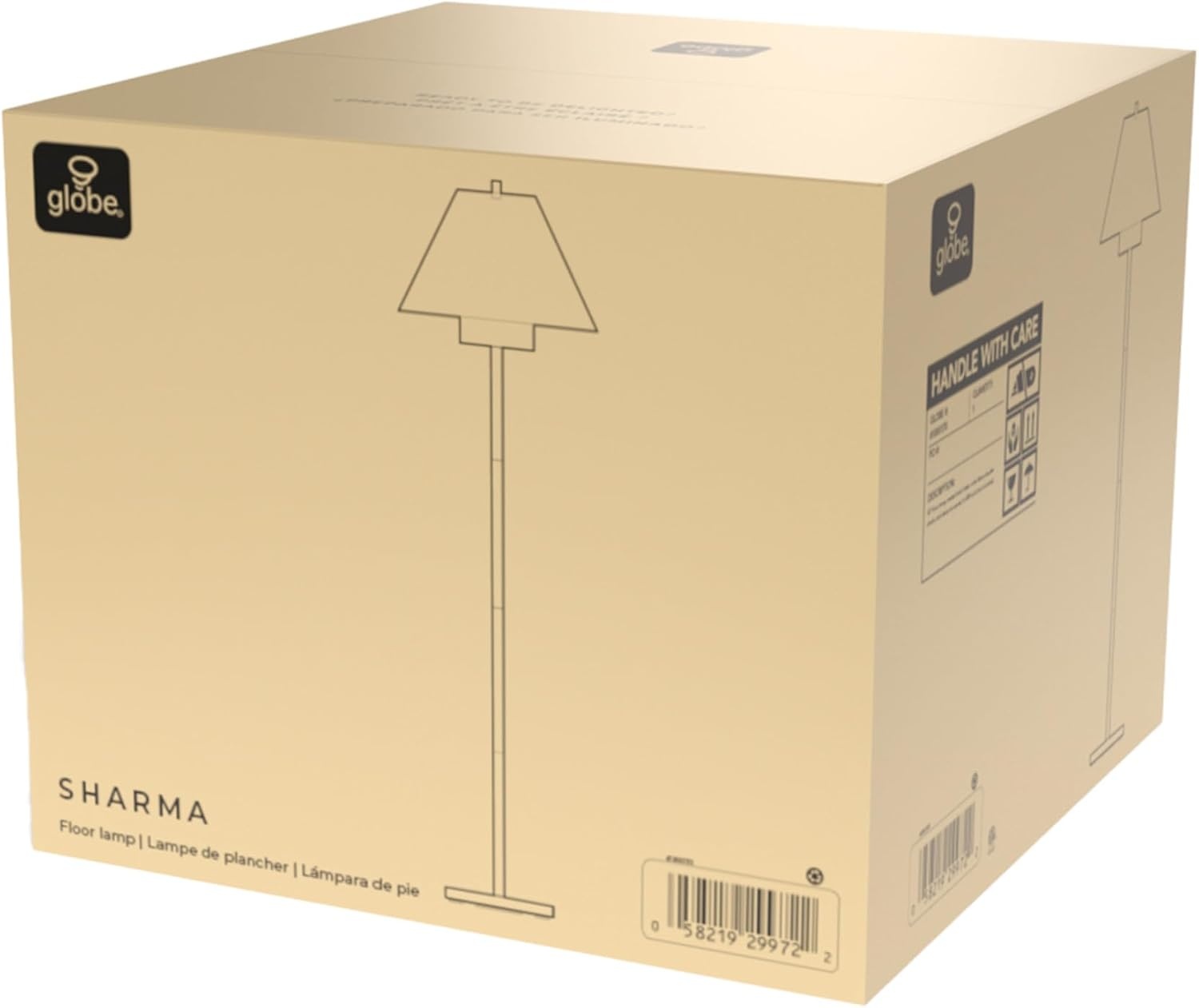 image:imageGlobe Electric Novogratz x Globe Harrington 65 Floor Lamp 2Tone Faux Wood Base White Fabric Shade Socket Rotary Switch 67225Matte Black Double Shade