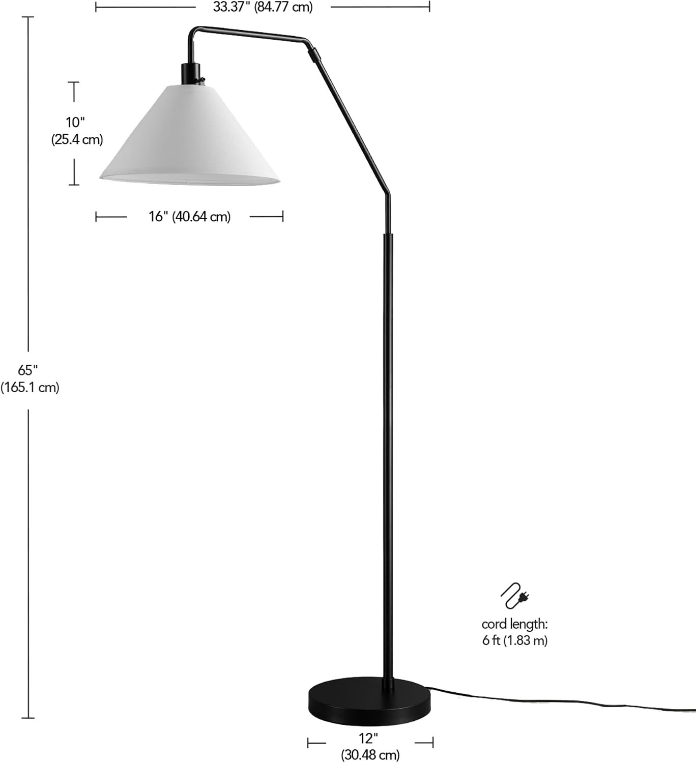 image:imageGlobe Electric Novogratz x Globe Harrington 65 Floor Lamp 2Tone Faux Wood Base White Fabric Shade Socket Rotary Switch 67225Matte Black OffWhite Tapered
