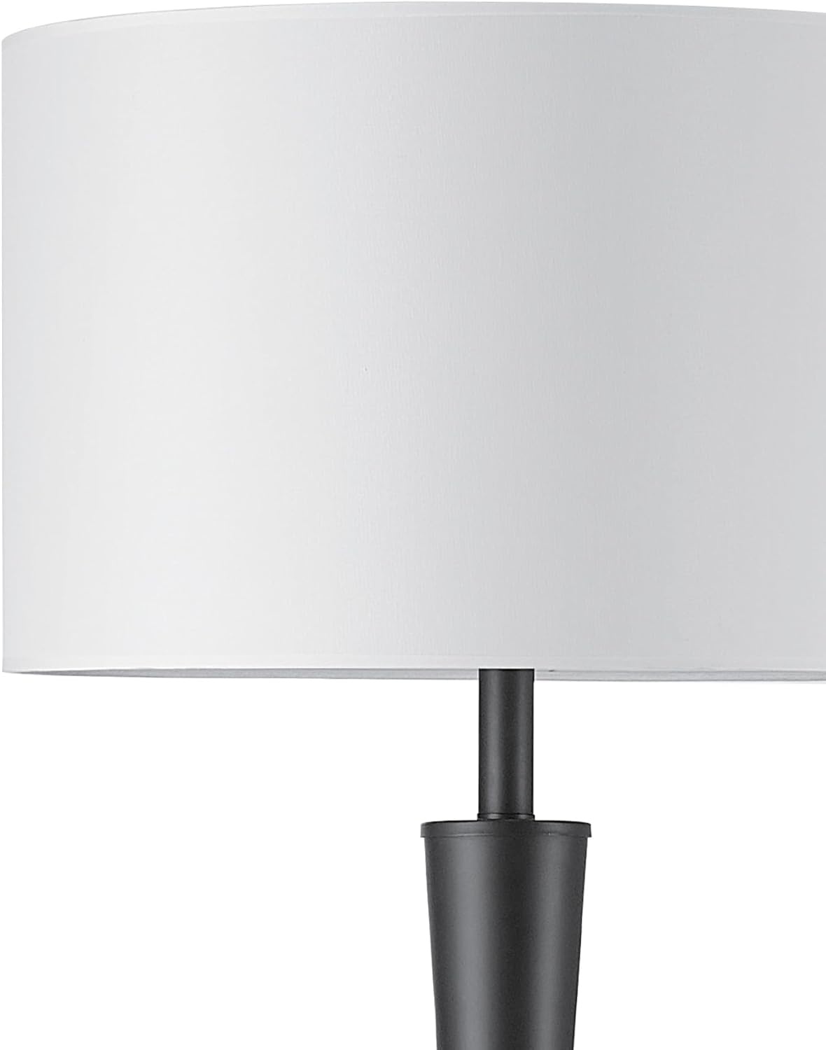 image:imageGlobe Electric Novogratz x Globe Harrington 65 Floor Lamp 2Tone Faux Wood Base White Fabric Shade Socket Rotary Switch 67225Matte Black White Shade