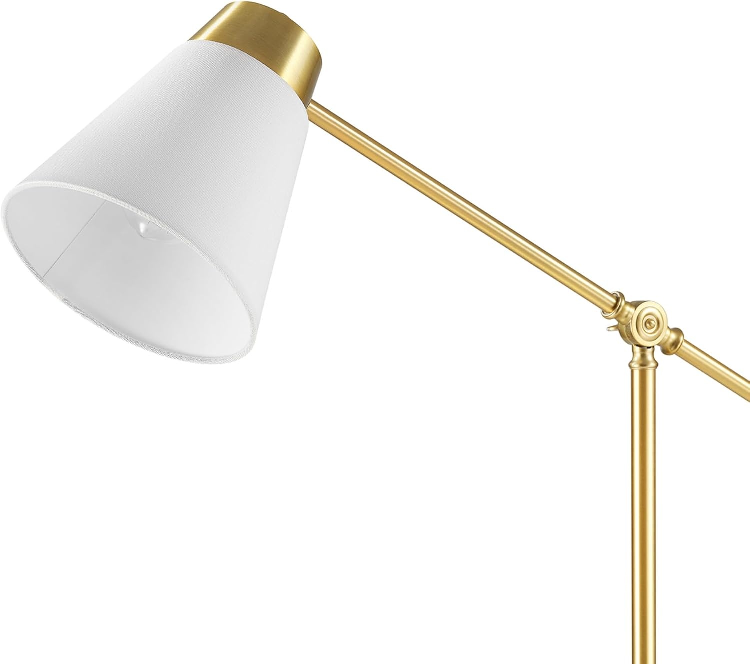 image:imageGlobe Electric Novogratz x Globe Harrington 65 Floor Lamp 2Tone Faux Wood Base White Fabric Shade Socket Rotary Switch 67225Matte Brass Plated