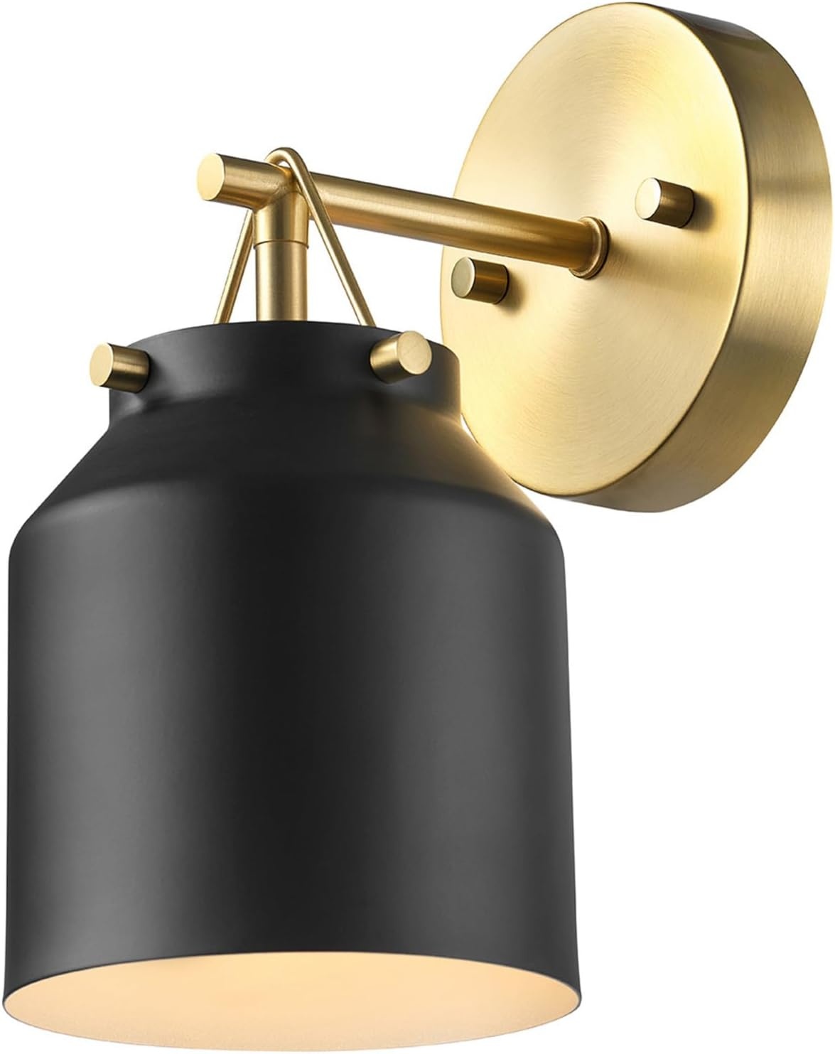 image:imageGlobe Electric Plugin or Hardwire Wall Sconce Matte Black Shade Matte Brass Accents Braided Cord 65000102Black Sacha