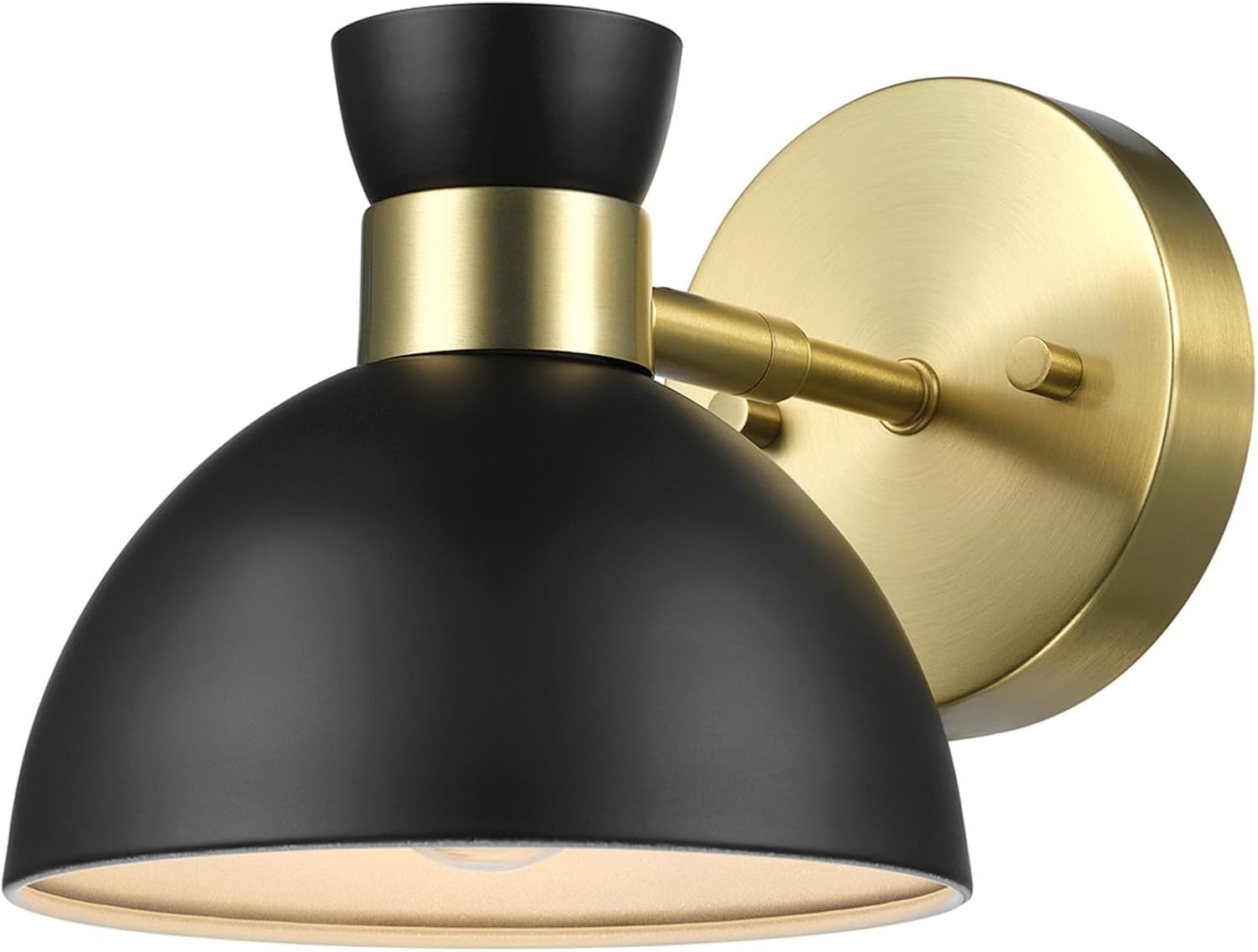 image:imageGlobe Electric Plugin or Hardwire Wall Sconce Matte Black Shade Matte Brass Accents Braided Cord 65000102Brass Matte Black