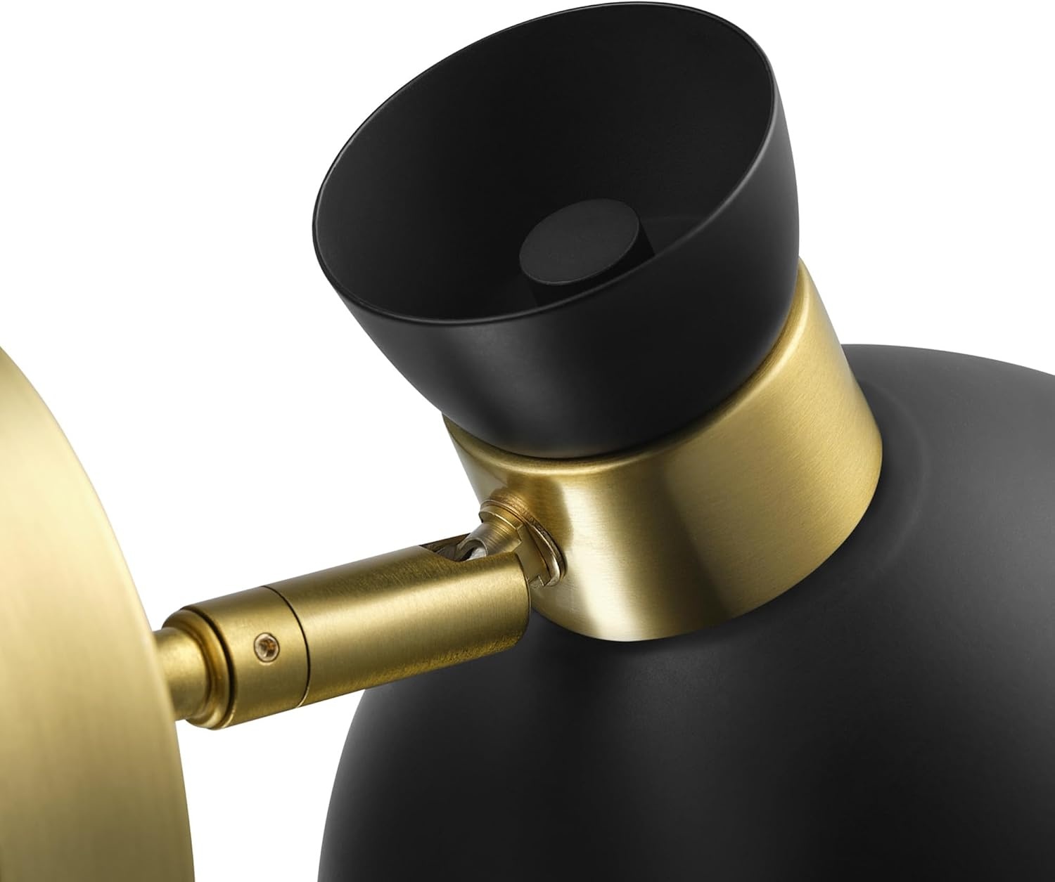image:imageGlobe Electric Plugin or Hardwire Wall Sconce Matte Black Shade Matte Brass Accents Braided Cord 65000102Brass Matte Black