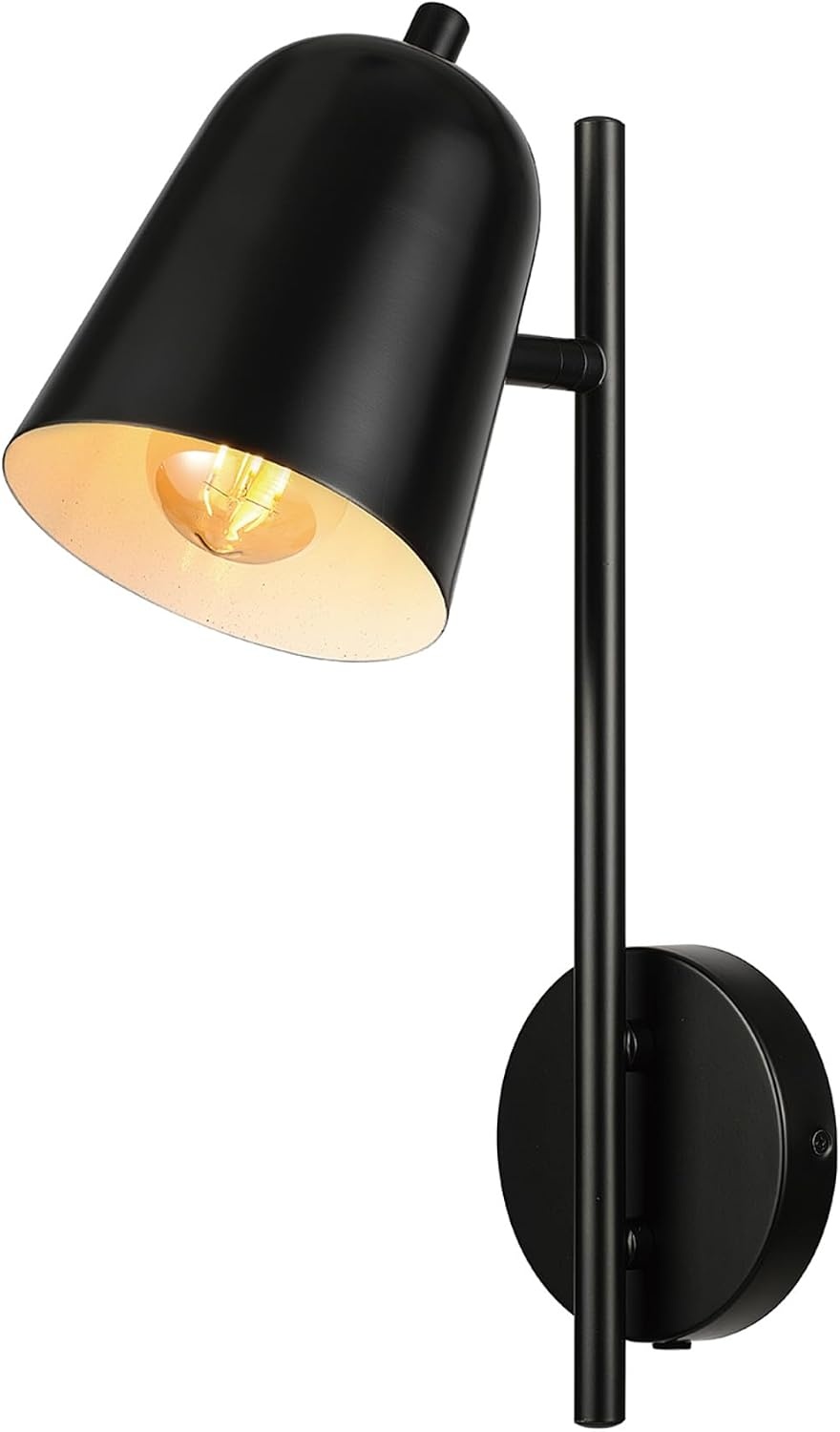 image:imageGlobe Electric Plugin or Hardwire Wall Sconce Matte Black Shade Matte Brass Accents Braided Cord 65000102Matte Black Eastmont