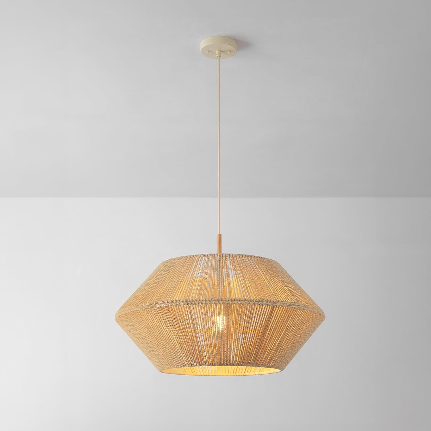 image:imageGlobe Electric x Novogratz 44761 1Light Outdoor Plugin Pendant Lighting Plastic Rattan Shade Frosted Inner Layer Bronze Hanging Cord and Chain Ceiling Light Indoor CompatibleTerra Wood Toned