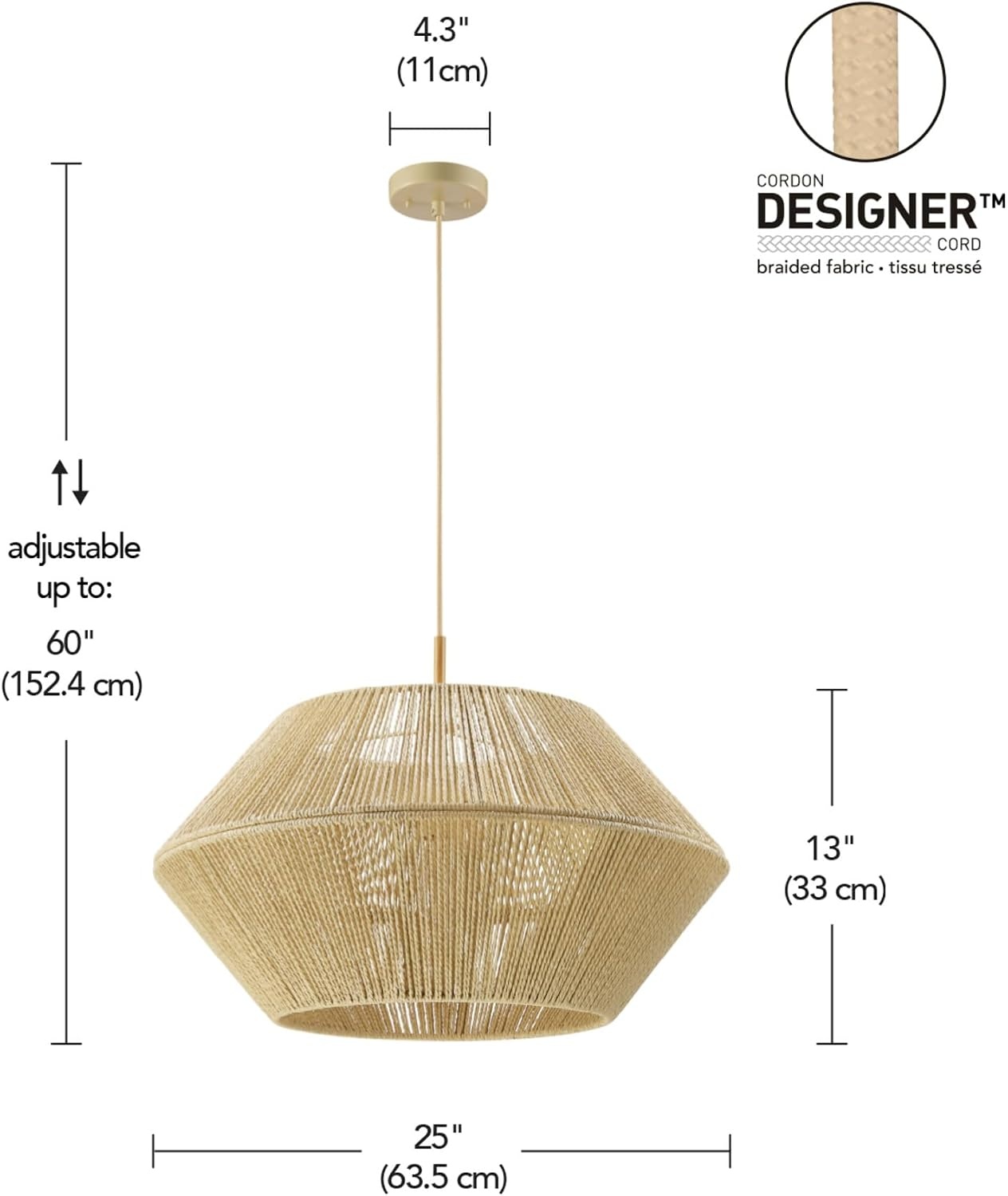 image:imageGlobe Electric x Novogratz 44761 1Light Outdoor Plugin Pendant Lighting Plastic Rattan Shade Frosted Inner Layer Bronze Hanging Cord and Chain Ceiling Light Indoor CompatibleTerra Wood Toned