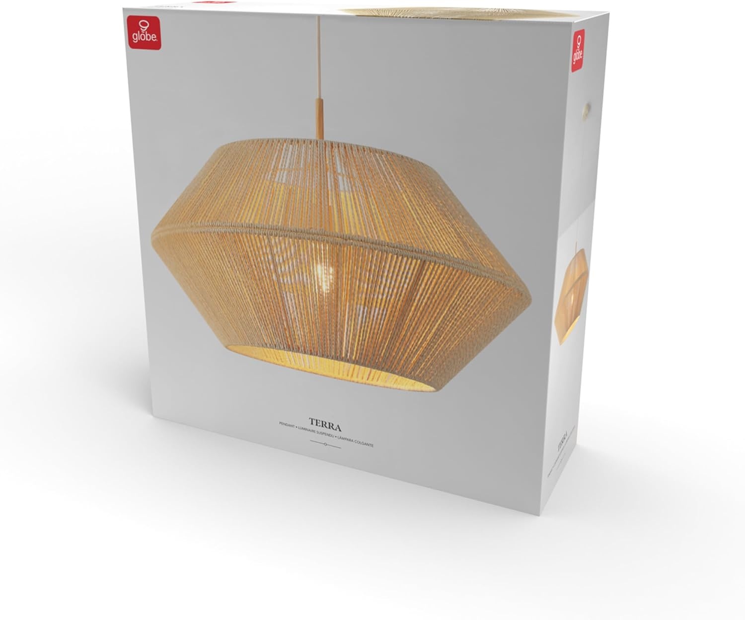 image:imageGlobe Electric x Novogratz 44761 1Light Outdoor Plugin Pendant Lighting Plastic Rattan Shade Frosted Inner Layer Bronze Hanging Cord and Chain Ceiling Light Indoor CompatibleTerra Wood Toned