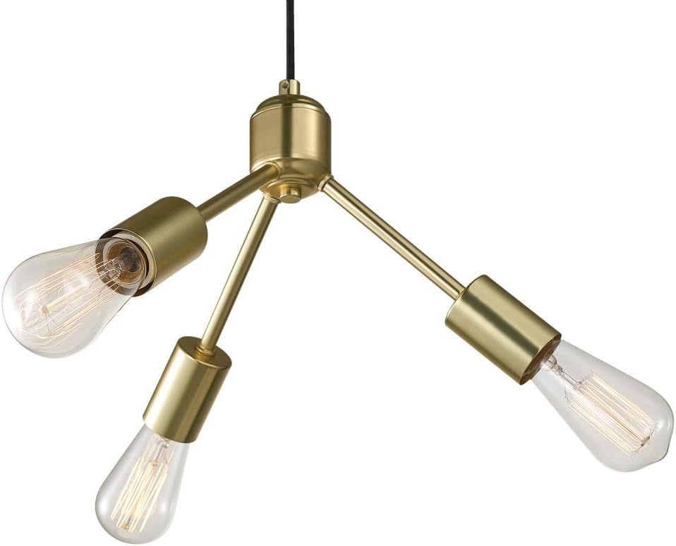 image:imageGlobe Electric x Novogratz 60753 3Light Chandelier Gold Finish Matte Black Cloth Cord Ceiling Light Fixture Lights for Living Room Bedroom Hallway Office Den or Dining RoomGold
