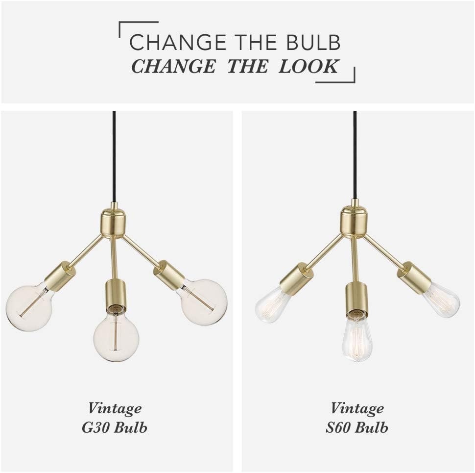 image:imageGlobe Electric x Novogratz 60753 3Light Chandelier Gold Finish Matte Black Cloth Cord Ceiling Light Fixture Lights for Living Room Bedroom Hallway Office Den or Dining RoomGold