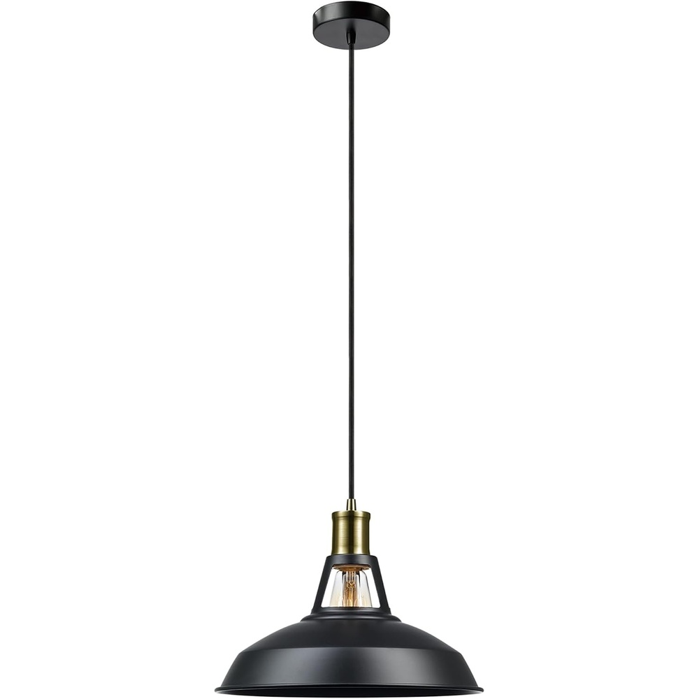 image:imageGLOBE Electric 65155 1Light Industrial Warehouse Pendant Lighting Matte Black Hanging Lamp Hanging Lights Ceiling Light FixtureRobin