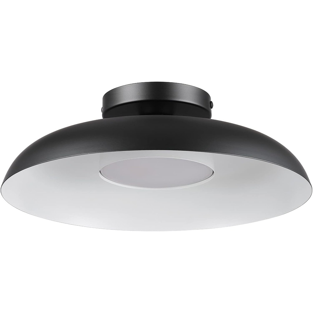 image:imageGLOBE Electric 66000075 1Light 21W Dimmable LED Flush Mount Ceiling Light Matte Black White Interior Shade 800 Lumens 3000 Kelvin 90 CRI Ceiling Light for Bedroom Lighting for Hallway