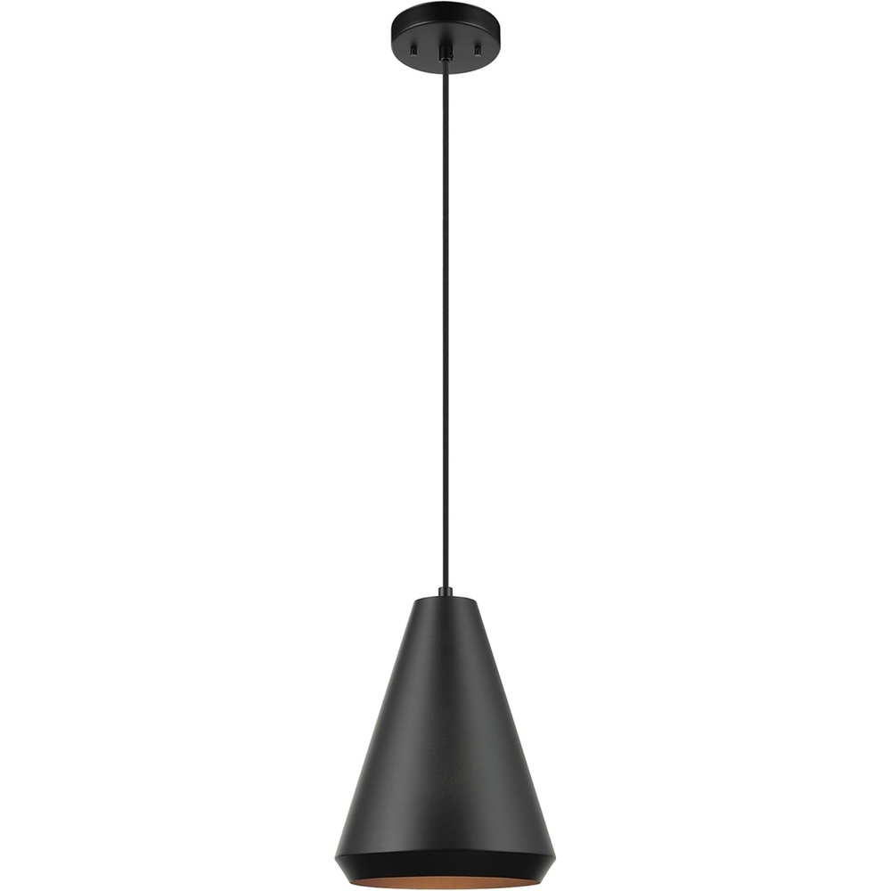 image:imageGLOBE Electric 67000153 1Light Plugin or Hardwire Pendant Light Fixture Matte Black Brass Accents Living Room Pendant Light Dining Room Fixture Hanging Lamp Hanging Lights for BedroomMatte Black