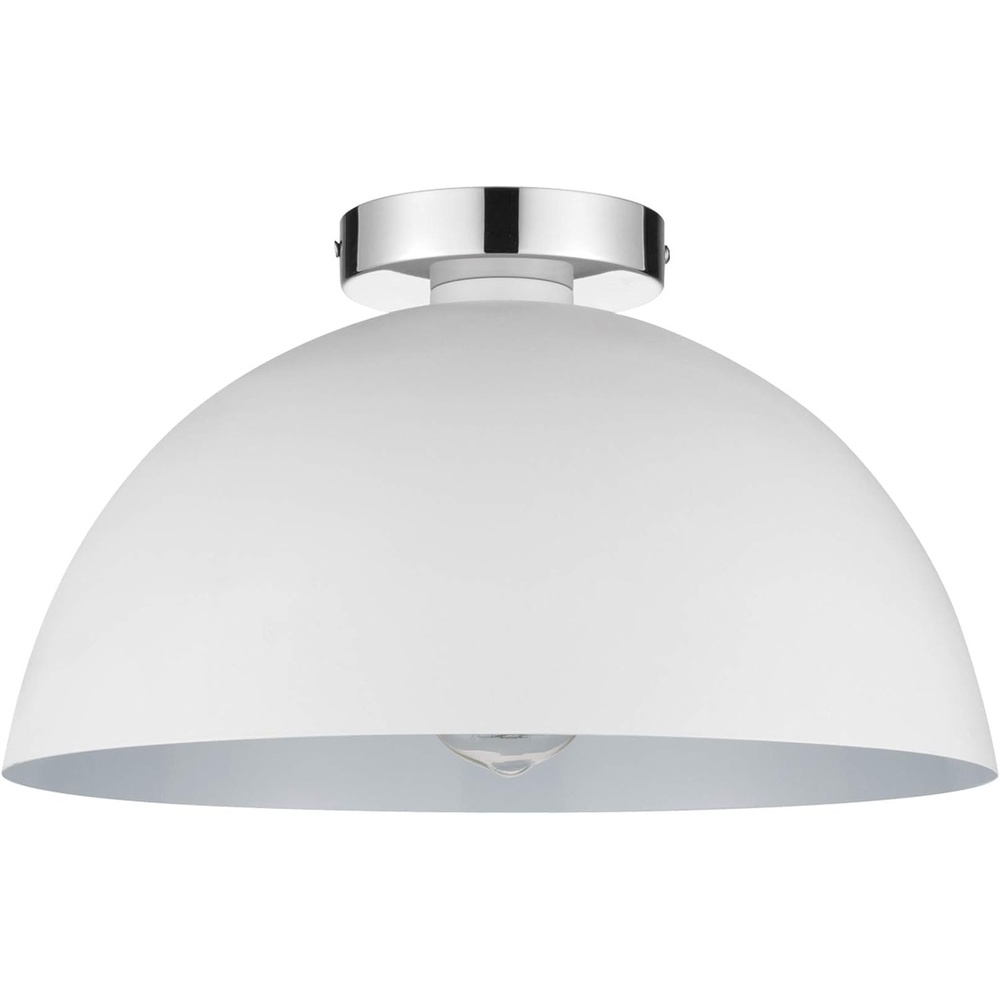 image:imageGLOBE Electric Brady 1Light SemiFlush Mount Ceiling Light Matte White Chrome Details61091