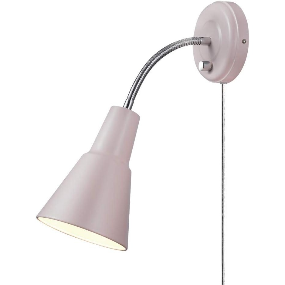 image:imageGlobe Electric 13064 Sophie 1Light Plugin or Hardwire Wall Sconce Chrome Gooseneck Matte Rose 6ft Clear Cord Bulb Not IncludedPink