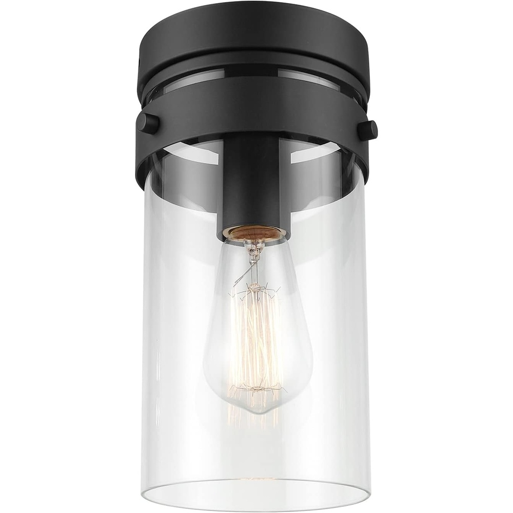 image:imageGlobe Electric 44094 1Light OutdoorIndoor Wall Sconce Black Finish Seeded Glass Shade Coastal Modern Design WeatherResistant E26 BaseMatte Black