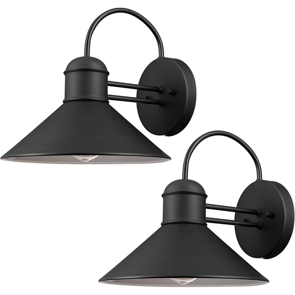image:imageGlobe Electric 44165 1Light Outdoor Wall Sconce 2Pack Weatherproof Black Finish Outdoor Lighting Modern Wall Lighting Porch Light Front Porch Dcor Patio Dcor Outdoor Bulb Not IncludedBlack  Sebastien