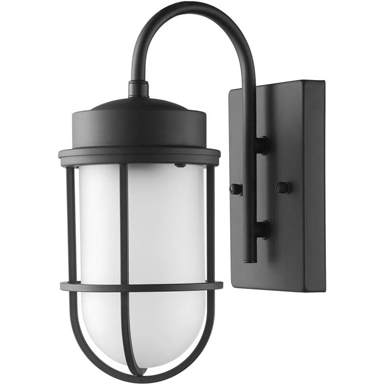 image:imageGlobe Electric 44471 Watson 1Light Outdoor Wall Sconce Matte Black Frosted Glass Shade