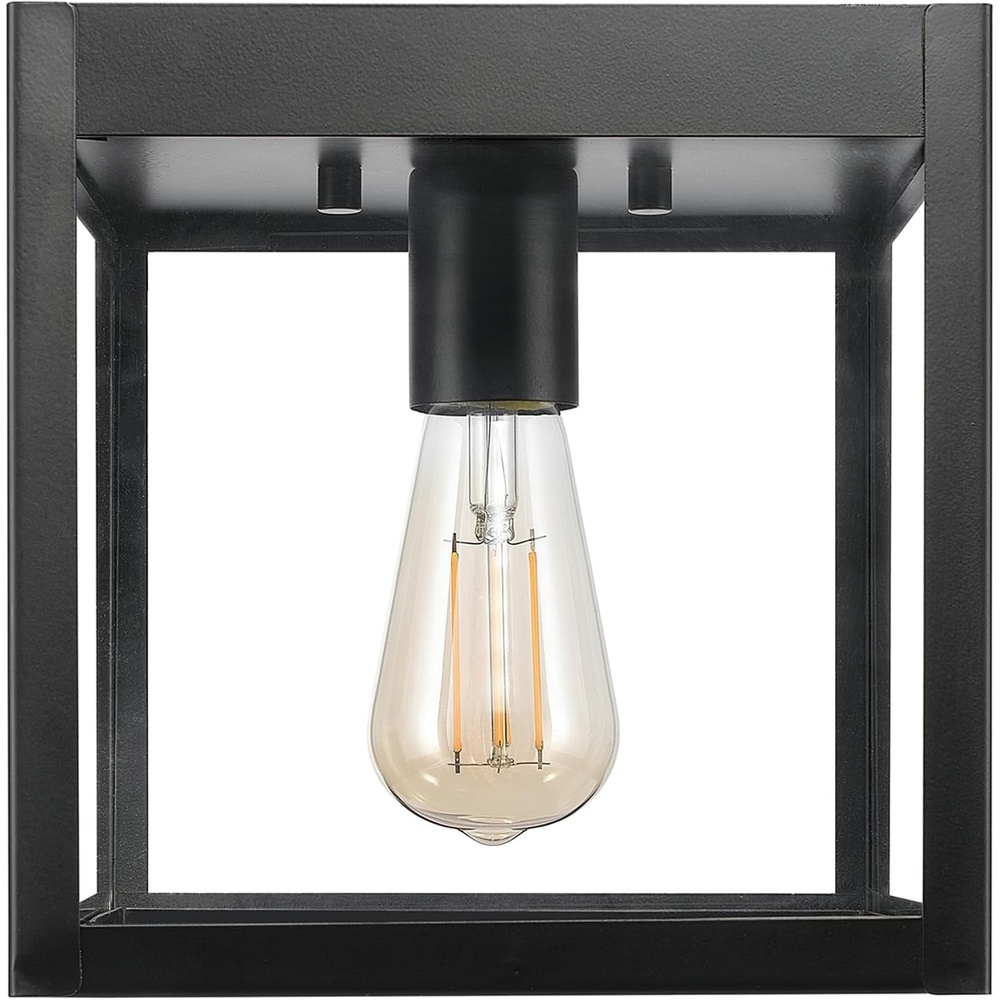 image:imageGlobe Electric 44480 Brisbane 1Light Outdoor Indoor Flush Mount Ceiling Light Matte Black Frosted Glass Shade Bulb Not IncludedBlack Sasha