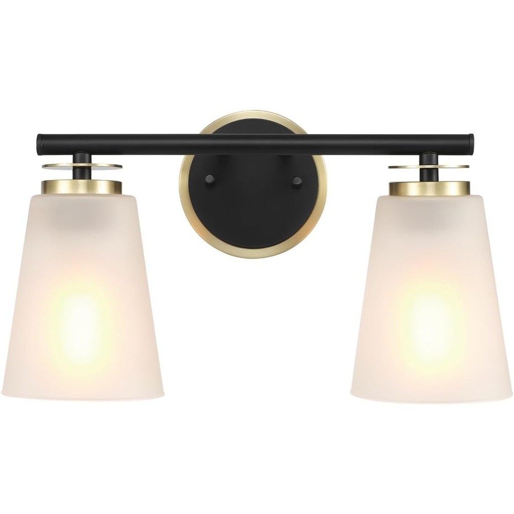 image:imageGlobe Electric 51411 3Light Vanity Light Oil Rubbed Bronze Clear Glass Shades Bathroom Lights Over Mirror Lights for Bathroom Powder Room Lighting Makeup Mirror Lights Home DcorMatte Black Frosted Glass