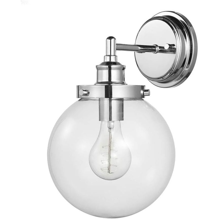 image:imageGlobe Electric 51477 Milan 1Light Wall Sconce Vanity Light Chrome Clear Glass Shade Vintage Edison Incandescent Bulb Included