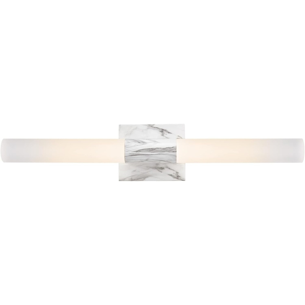 image:imageGlobe Electric 51847 Edinburgh 2Light LED Integrated Dimmable Wall Sconce Vanity Light White Faux Marble Frosted Acrylic Shades 19W 1200 LumensFaux Marble Edinburgh