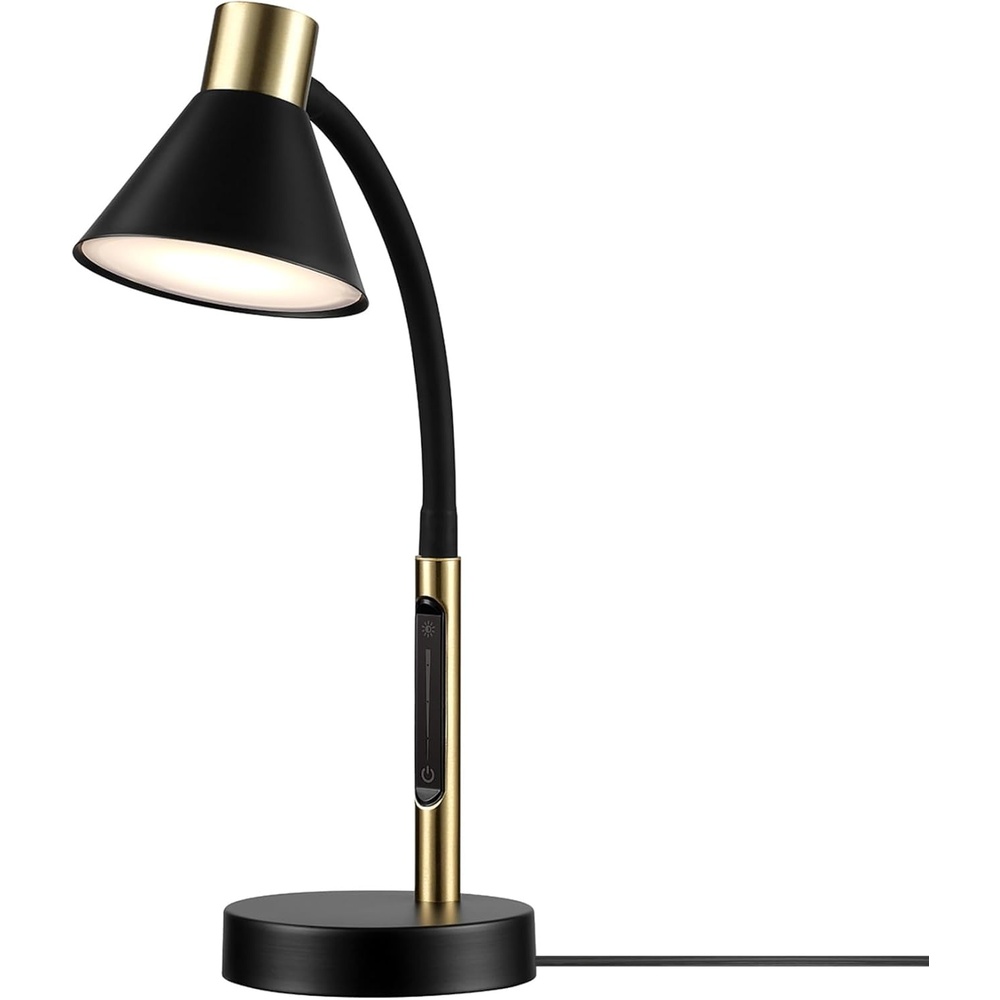 image:imageGlobe Electric 52095 Belmont 17 Desk Lamp Matte Black Antique Brass Accents Fast Charging USB Port Rocker OnOff SwitchMatte Black Albert