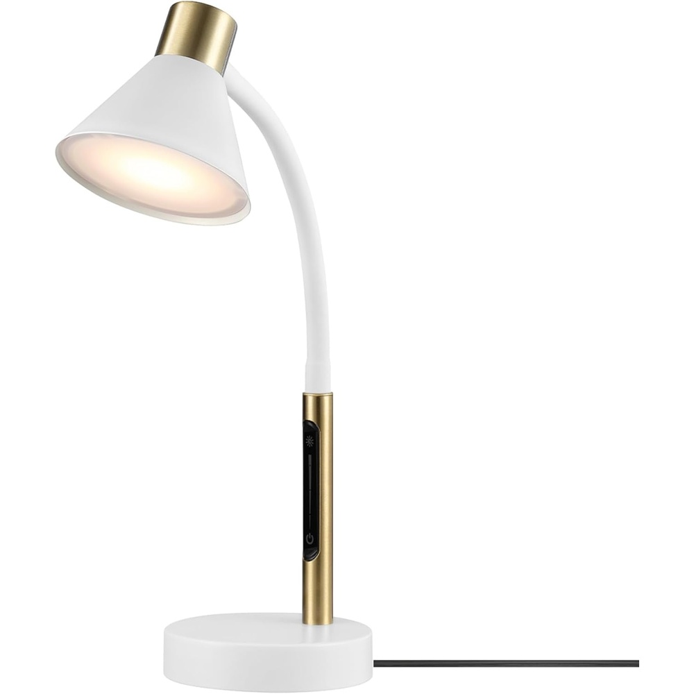 image:imageGlobe Electric 52095 Belmont 17 Desk Lamp Matte Black Antique Brass Accents Fast Charging USB Port Rocker OnOff SwitchMatte White  Albert
