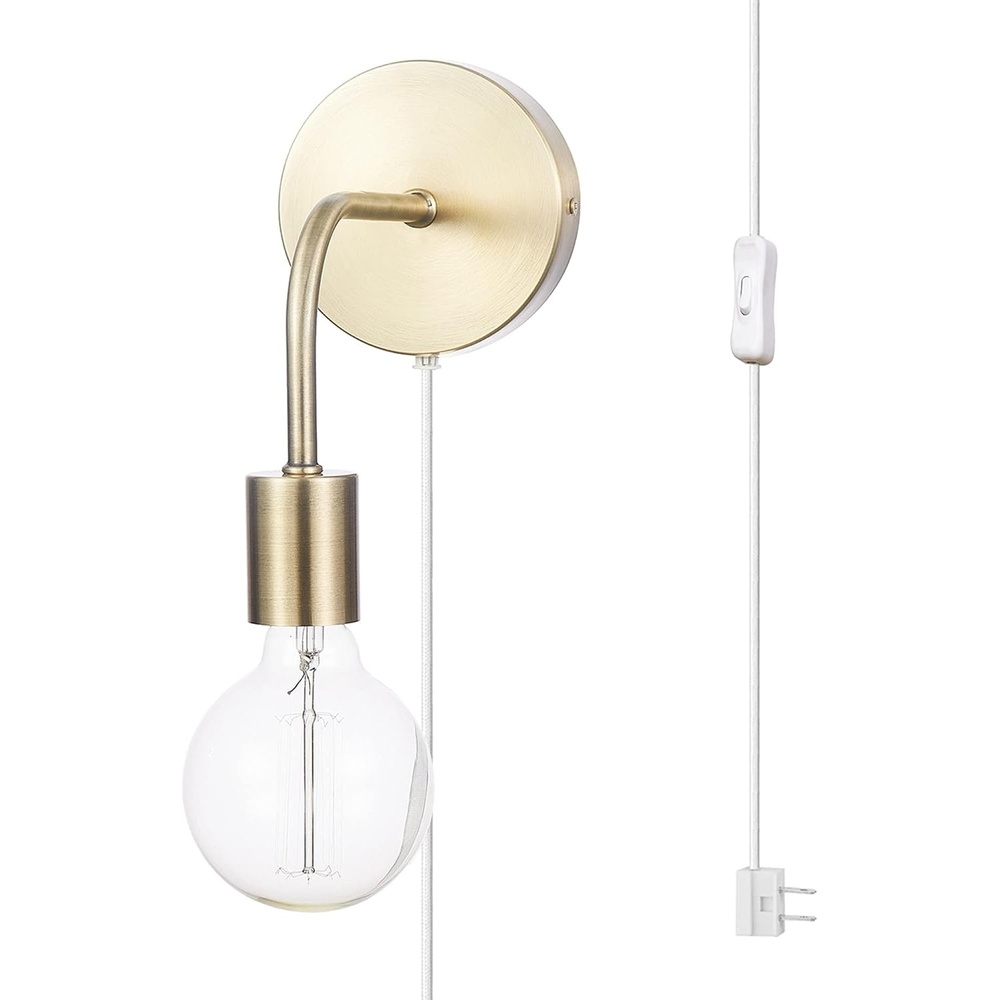 image:imageGlobe Electric 52111 Holden 1Light Long Arm Plugin or Hardwire Wall Sconce Matte Brass Bulb Not Included