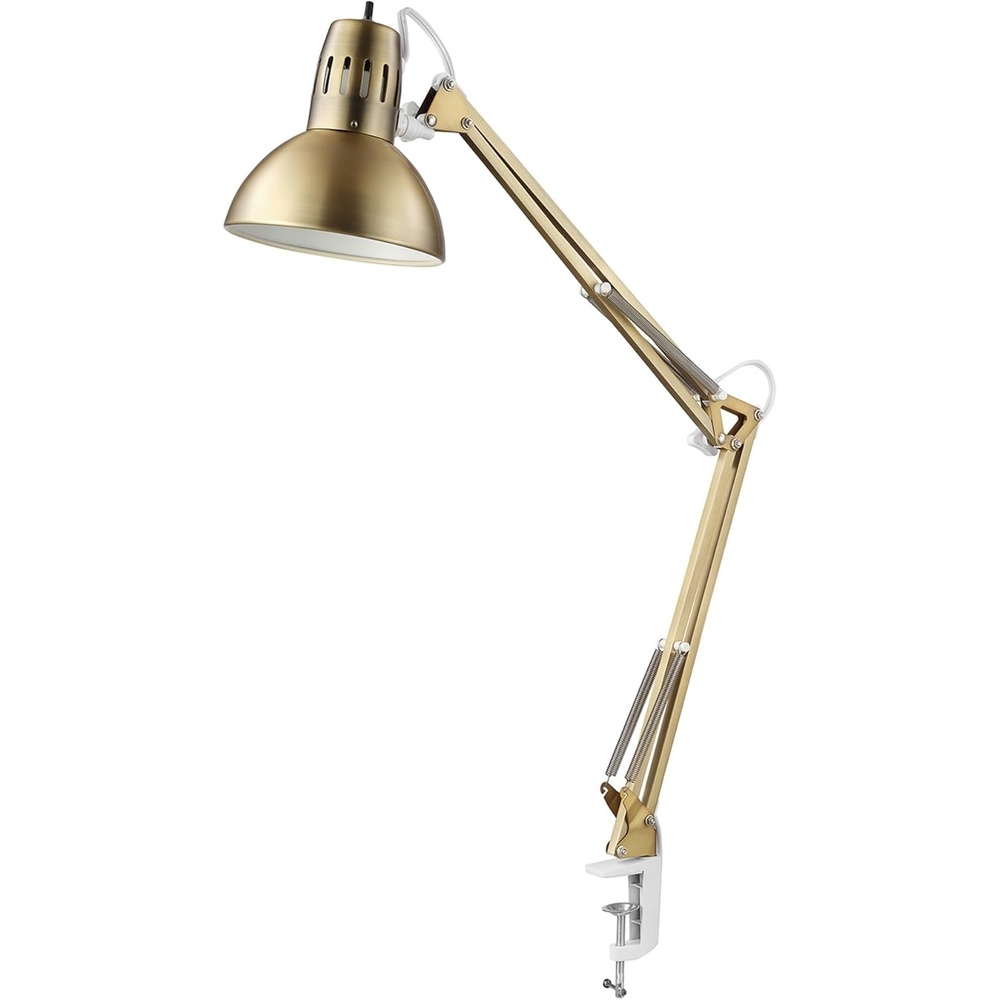 image:imageGlobe Electric 56963 315 MultiJoint Desk Lamp with Metal Clamp Black OnOff Rotary Switch on Shade Partially Adjustable Swing Arm Home Essentials Reading Light Office DcorGold