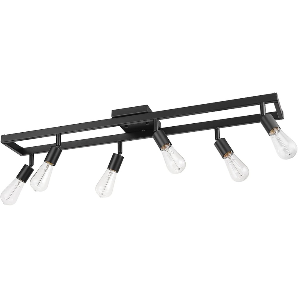 image:imageGlobe Electric 59811 6Light Adjustable Track Lighting Matte Black Industrial Farmhouse Rectangular Frame Pivoting Heads E26 Base Dimmable Ceiling Track FixtureMatte Black 6Light Weston
