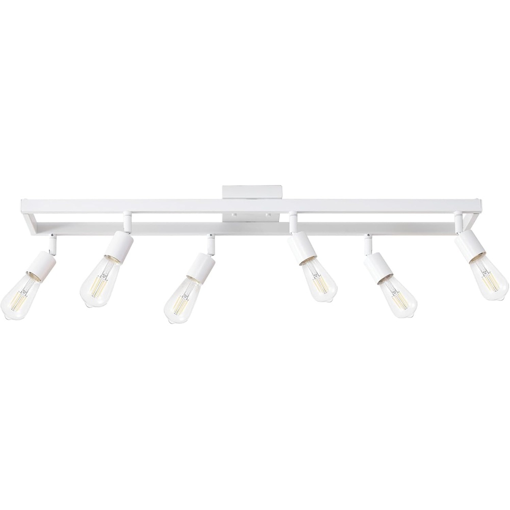 image:imageGlobe Electric 59811 6Light Adjustable Track Lighting Matte Black Industrial Farmhouse Rectangular Frame Pivoting Heads E26 Base Dimmable Ceiling Track FixtureMatte White Weston
