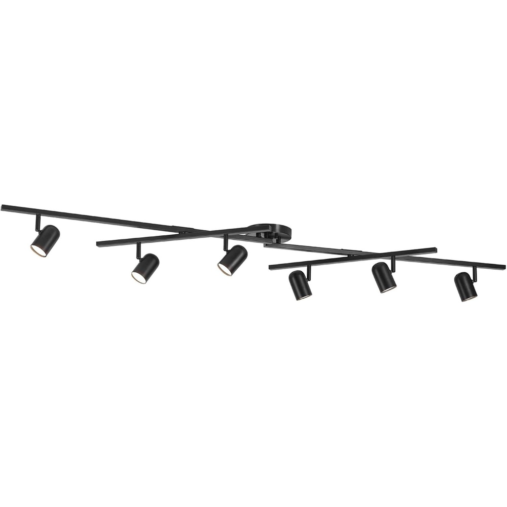 image:imageGlobe Electric 59865 Spence 6Light Foldable Track Lighting Brushed Nickel Frosted Glass ShadesMatte Black Wilma