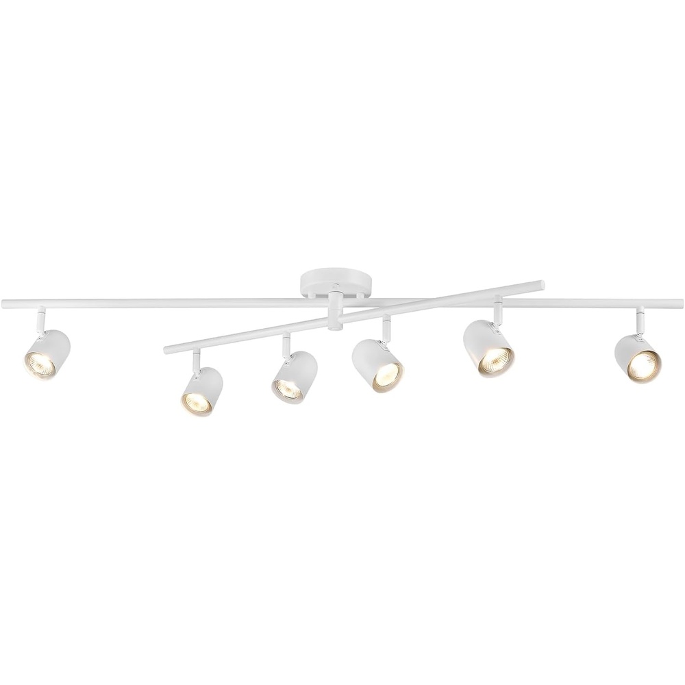 image:imageGlobe Electric 59865 Spence 6Light Foldable Track Lighting Brushed Nickel Frosted Glass ShadesMatte White Niven