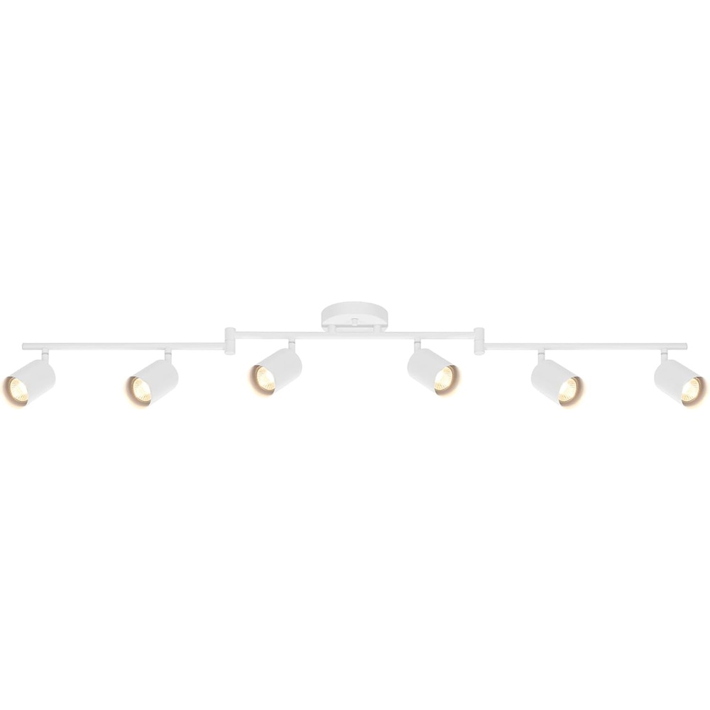 image:imageGlobe Electric 59865 Spence 6Light Foldable Track Lighting Brushed Nickel Frosted Glass ShadesMatte White Pratt