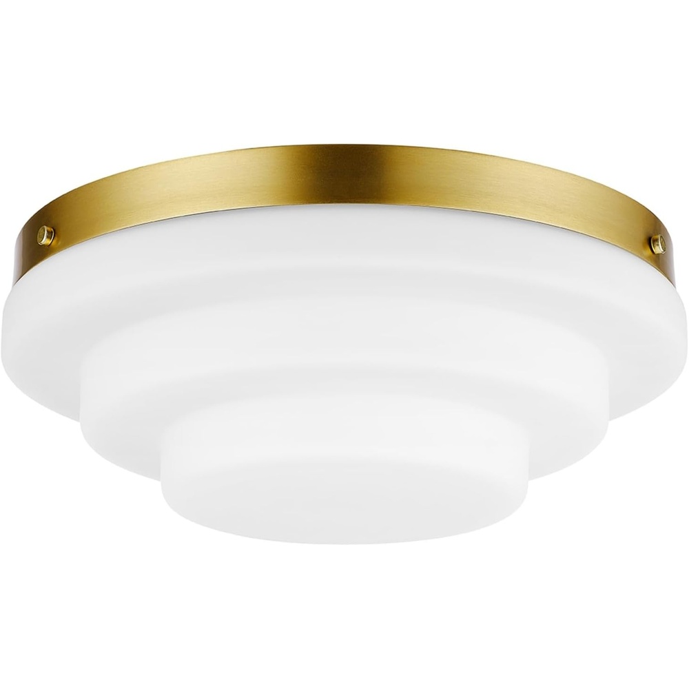 image:imageGlobe Electric 60309 2Light Flush Mount Ceiling Light Matte Black Antique Brass Accents Frosted Glass Shade Bedroom Lighting Fixtures Ceiling Dining Room Fixture Lighting for HallwayDevo