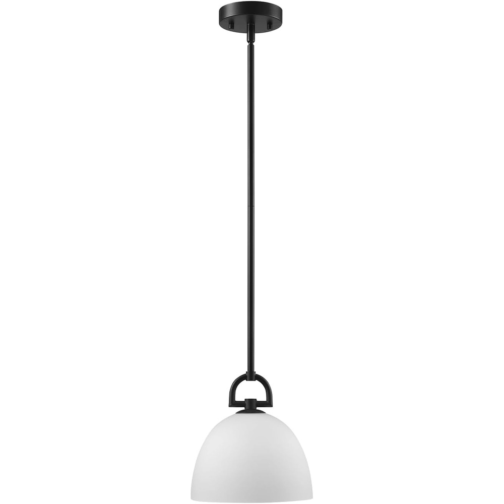 image:imageGlobe Electric 60403 1Light Pendant Light Fixture Matte White Brass Accents Fabric Cord Dining Room Fixture Kitchen Island Lighting Modern Living Room Pendant Light Hanging Lights for BedroomMatte Black