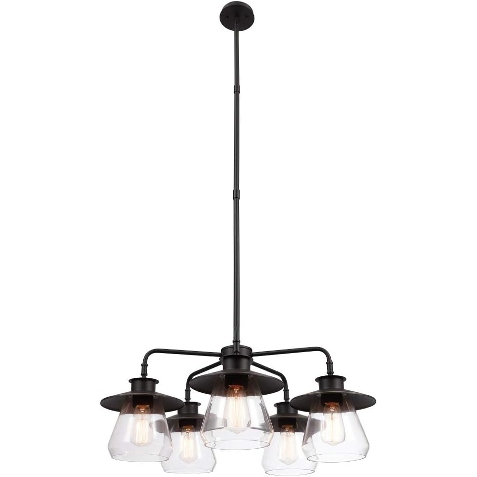 image:imageGlobe Electric 60471 Nate 5Light Chandelier Oil Rubbed Bronze Clear Glass Shades Bulb Not Included