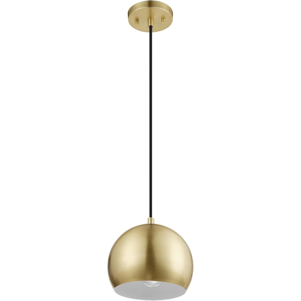 image:imageGlobe Electric 60617 Maya 1Light Pendant Light Matte Brass Black Woven Fabric Hanging Cord Bulb Not Included