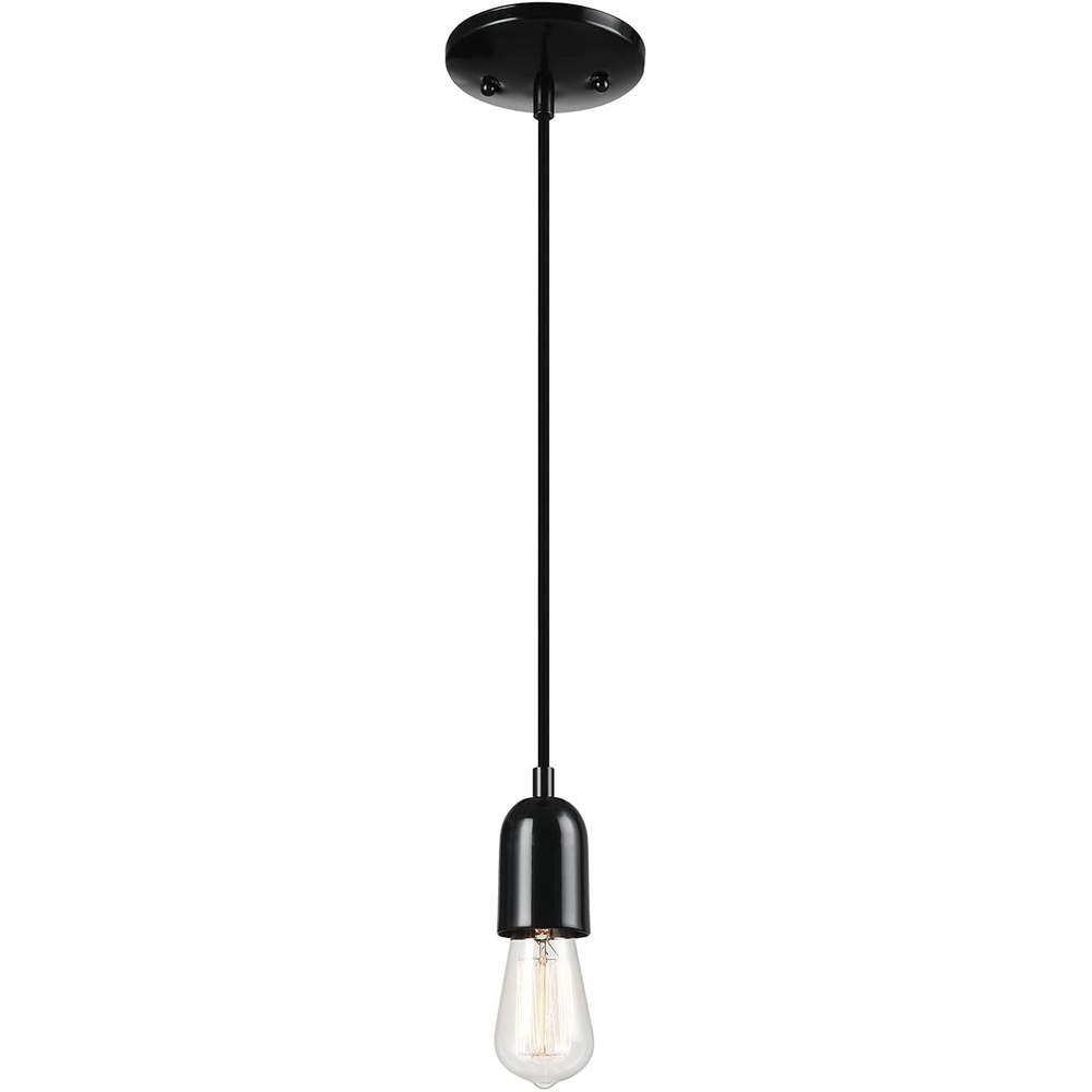 image:imageGlobe Electric 60846 1Light Plugin or Hardwire Pendant Lighting Dark Bronze Antique Brass Accent Socket Cage Shade 15Foot Black Fabric Cord inLine OnOff Switch Bulb Not IncludedBlack