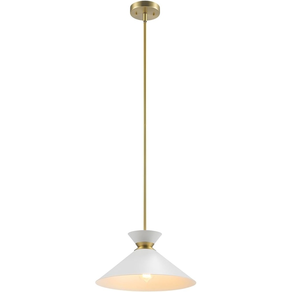 image:imageGlobe Electric 60885 3Light Linear Chandelier Matte White Brass Accents Adjustable Hanging Height Sloped or Vaulted Ceiling Modern Dimmable Lighting for Kitchen Island or Dining RoomMatte Brass
