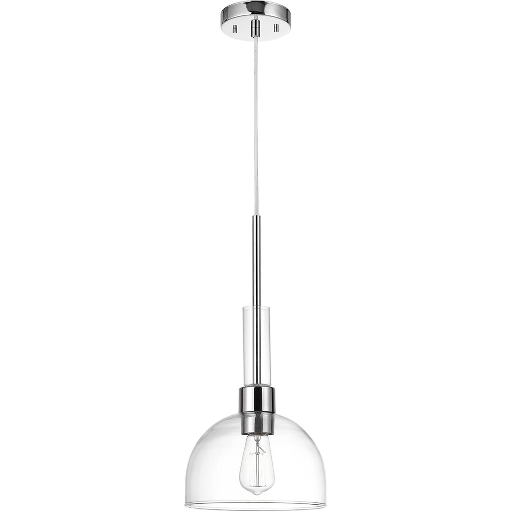 image:imageGlobe Electric 60896 Tai 1Light Pendant Chrome Clear Glass Shade Bulb Not IncludedTai