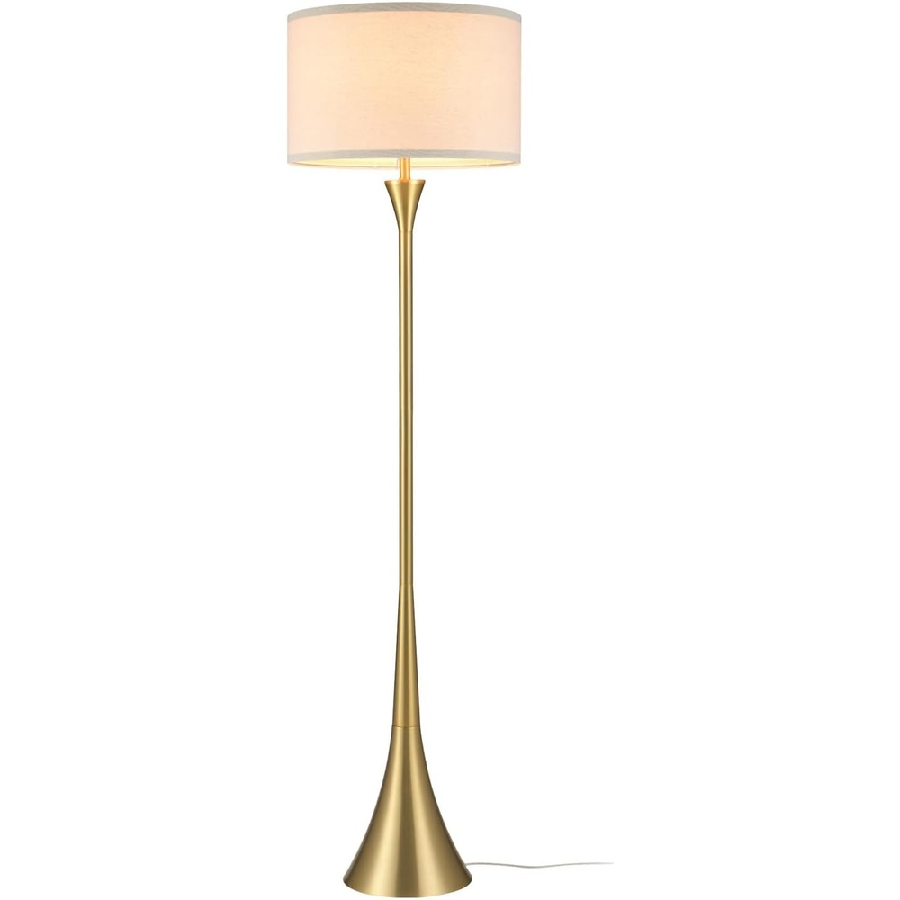 image:imageGlobe Electric 61000150 60 Floor Lamp Antique Brass Finish Beige Fabric Shade MidCentury Modern Standing Lamp E26 Base Sustainable Design for Living Rooms and BedroomsAntique Brass Maclaine