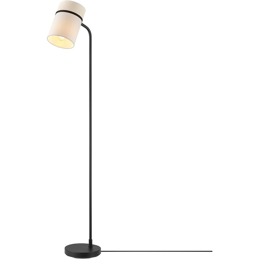 image:imageGlobe Electric 61000150 60 Floor Lamp Antique Brass Finish Beige Fabric Shade MidCentury Modern Standing Lamp E26 Base Sustainable Design for Living Rooms and BedroomsMatte Black White Fabric Shade