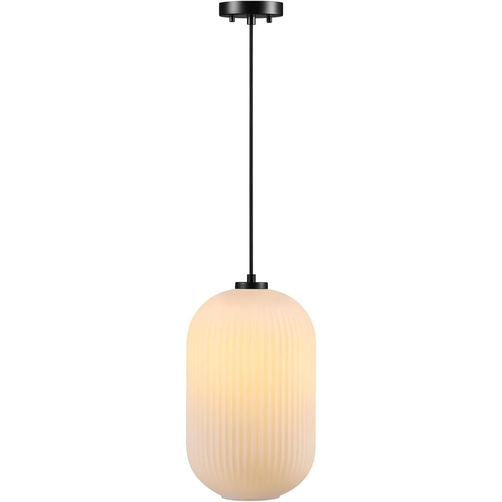 image:imageGlobe Electric 61094 3Light Cascading Pendant Light Chrome Accents White ShadesMatte Black