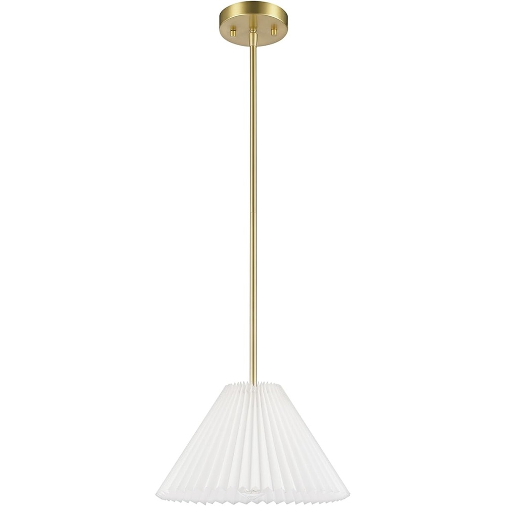 image:imageGlobe Electric 61094 3Light Cascading Pendant Light Chrome Accents White ShadesMatte Brass