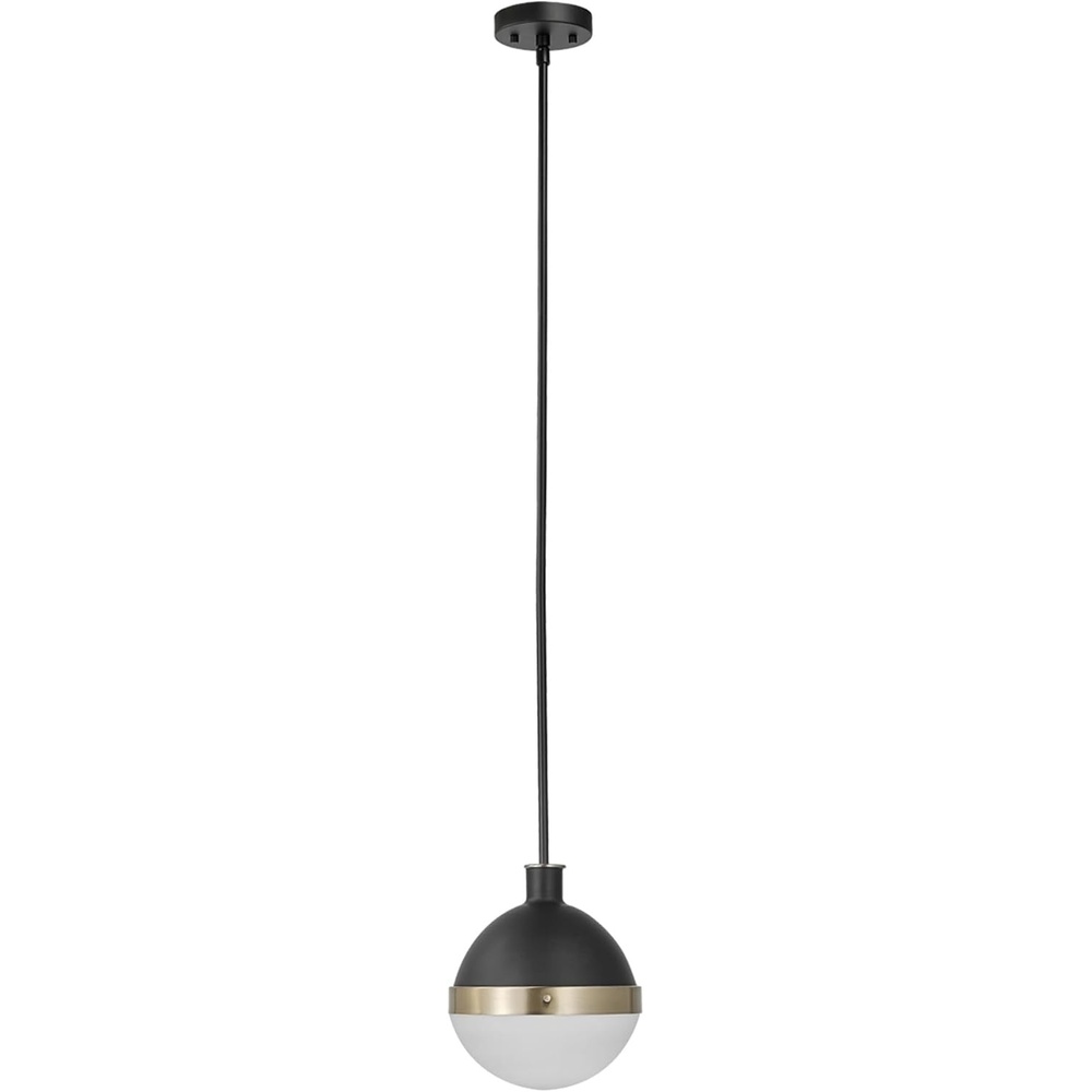 image:imageGlobe Electric 61261 1Light Pendant Lighting Matte Brass Black Cloth Cord 60W Vintage Edison Incandescent Bulb Included E26 Base Socket Kitchen Island Caf Decorative Ceiling Hanging LightBlack