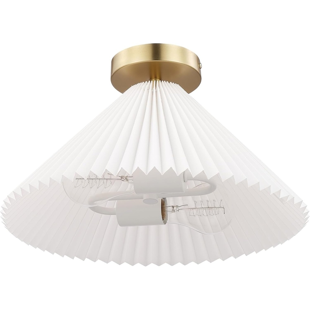 image:imageGlobe Electric 61262 1Light SemiFlush Mount Ceiling Light Matte White Gold Accent Bedroom Lighting Fixtures Ceiling Dining Room Fixture Timeless Lighting for Hallway Modern GlamBrass Flush