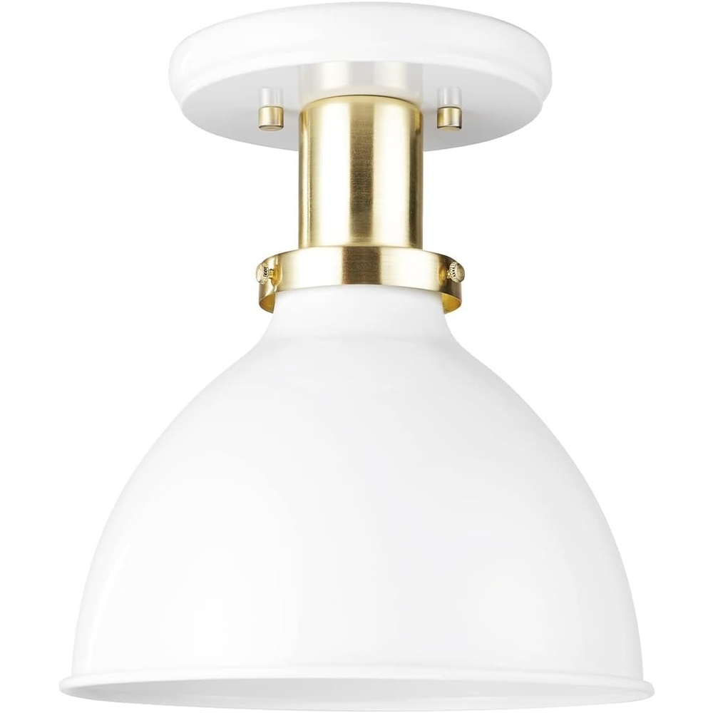 image:imageGlobe Electric 61262 1Light SemiFlush Mount Ceiling Light Matte White Gold Accent Bedroom Lighting Fixtures Ceiling Dining Room Fixture Timeless Lighting for Hallway Modern GlamMatte White