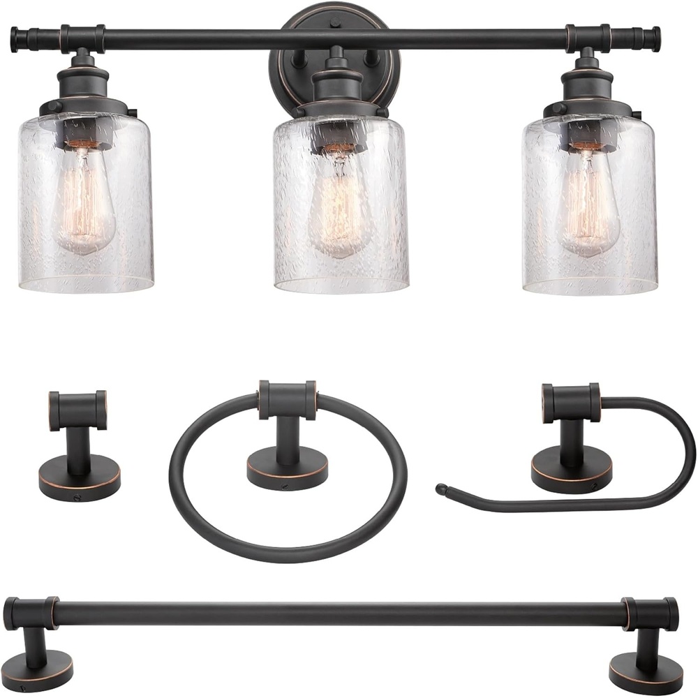 image:imageGlobe Electric 63000200 22 3Light Vanity Light Matte Black Matte Brass Accents Glass Shades Beauty Room Accessories Lights for Bathroom Powder Room Lighting Bathroom Lights Over MirrorCamden Bronze
